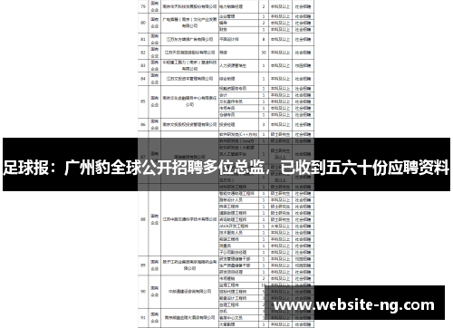 足球报：广州豹全球公开招聘多位总监，已收到五六十份应聘资料
